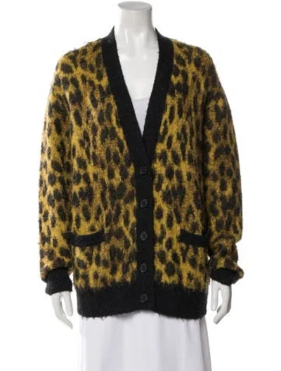 Pre-owned Re/done Animal Print Plunge Neckline Sweater In Multi