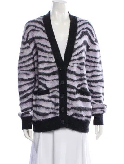 Pre-owned Re/done Animal Print V-neck Sweater In Purple