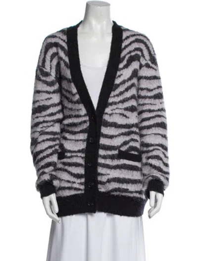 Pre-owned Re/done Animal Print V-neck Sweater In Purple