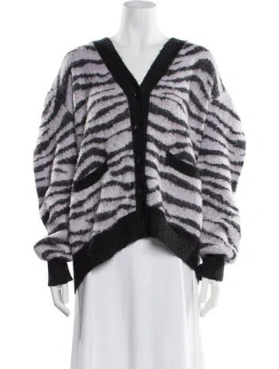 Pre-owned Re/done Animal Print V-neck Sweater In Purple