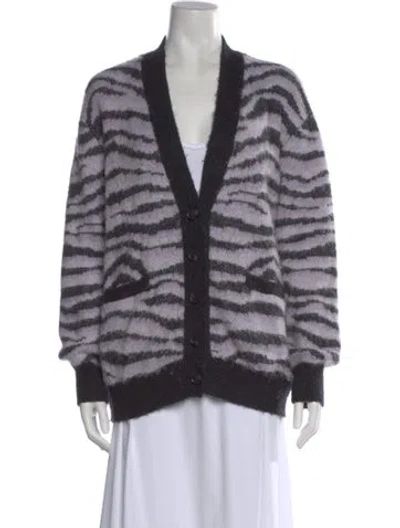 Pre-owned Re/done Animal Print V-neck Sweater In Purple