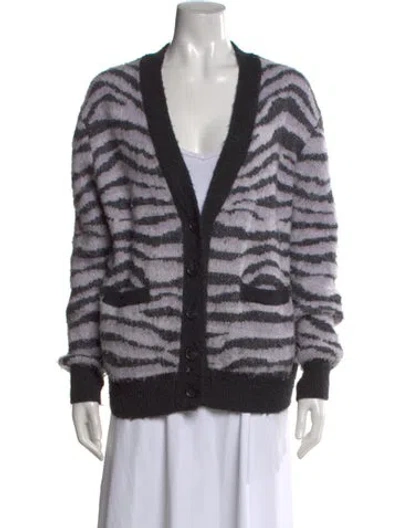 Pre-owned Re/done Animal Print V-neck Sweater In Purple