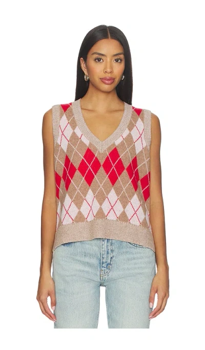 Re/done Argyle Vest In Red Combo