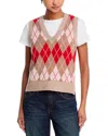 Re/done Argyle Vest In Red