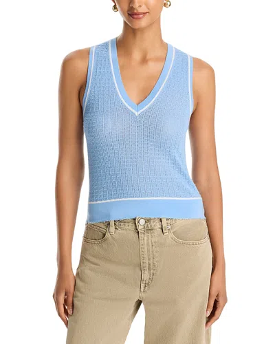Re/done Avery Wool Blend V Neck Vest In White