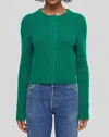 Re/done Baby Crew Cashmere Cardigan In Grass Green In Green