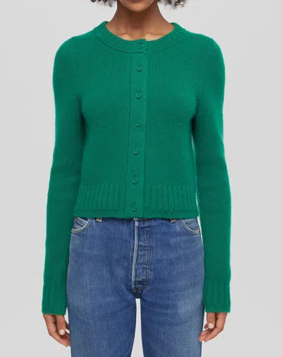 Re/done Baby Crew Cashmere Cardigan In Grass Green