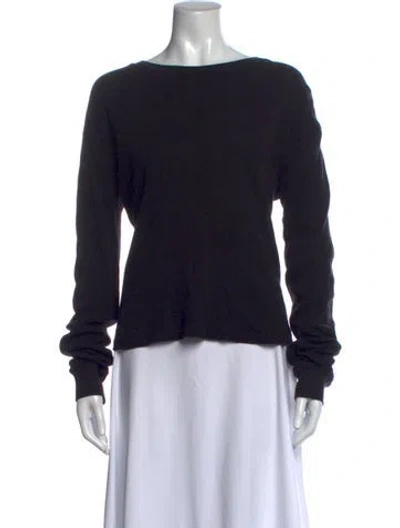 Pre-owned Re/done Bateau Neckline Long Sleeve Top In Black