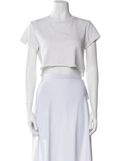 Pre-owned Re/done Bateau Neckline Short Sleeve Crop Top In White