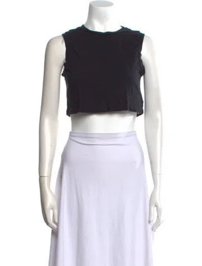 Pre-owned Re/done Bateau Neckline Sleeveless Crop Top In Black