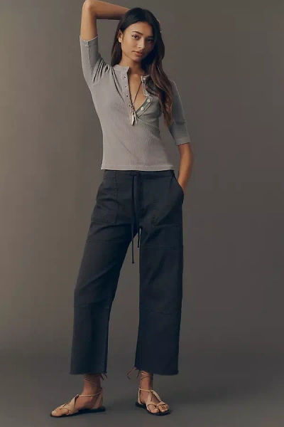 Re/done Beach Pant High-rise Relaxed Crop Straight Jeans In Blue