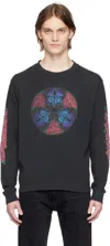 Re/done Cosmic Rose-print Sweatshirt In Aged Black