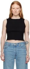 Re/done Black Crinkle Tank Top In Black