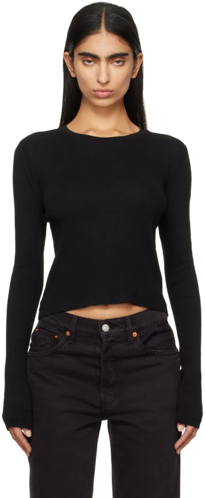 Re/done Black Hanes Edition 90s Pointelle Baby Long Sleeve T-shirt