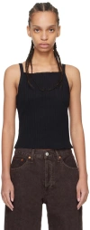 Re/done Ribbed Tank Top In Black