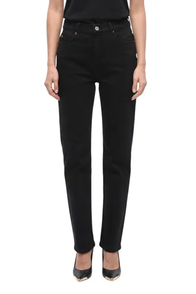 Re/done Black Straight Mid Rise Jeans