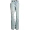 Re/done The Blondie Distressed High-rise Straight-leg Organic Jeans In Blue