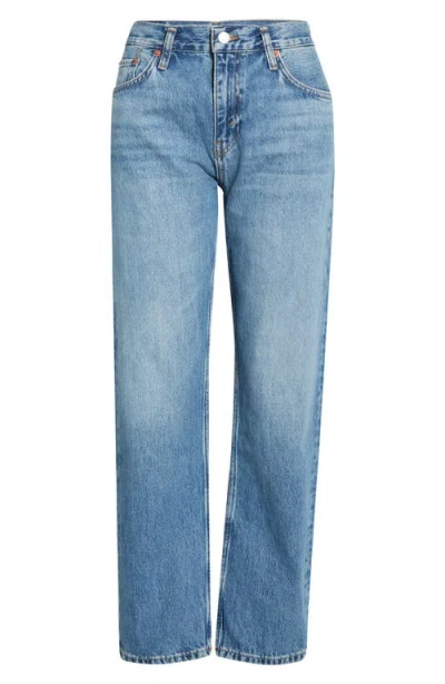 Re/done Blondie Mid Rise Ankle Straight Leg Jeans In Blue