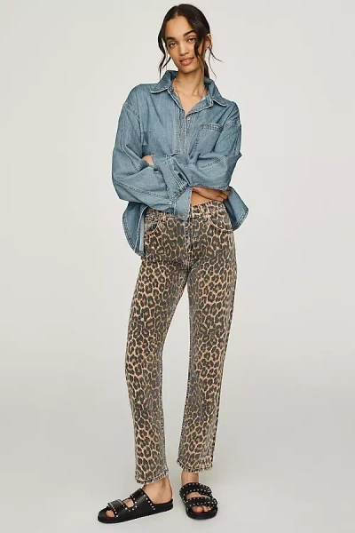Re/done Blondie Mid-rise Cropped Straight-leg Jeans In Animal Print