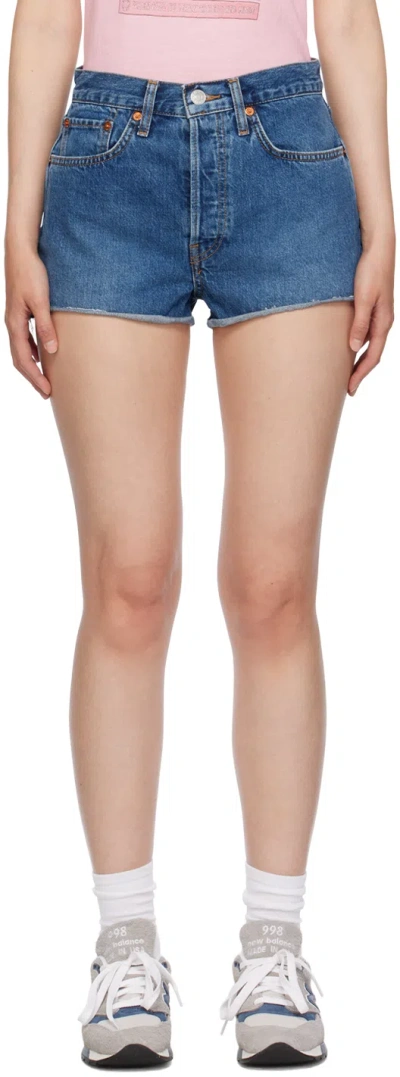 Re/done Blue 70s Denim Shorts In High Tide
