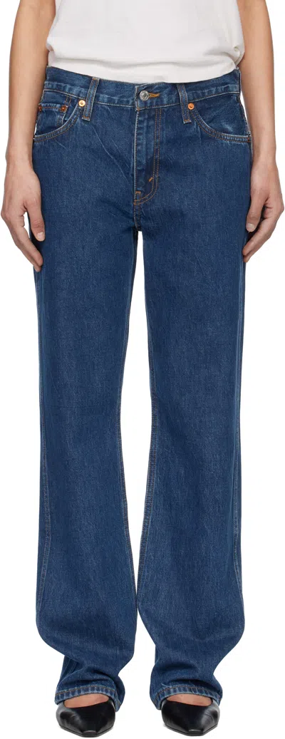 Re/done Blue 90s Mid Rise Loose Jeans