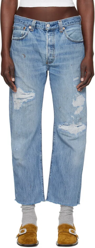 Re/done Blue Levi's Edition 90s Boyfriend Jeans In Indigo