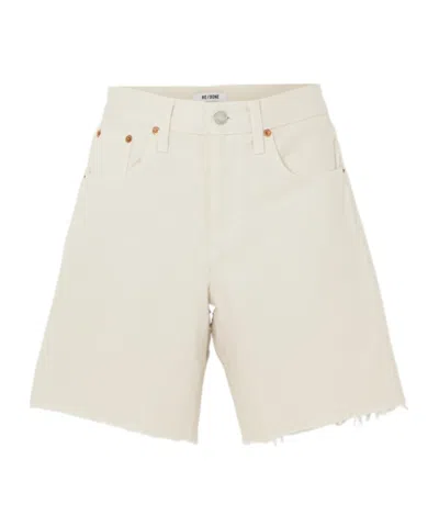 Re/done Boyfriend Cutoff Denim Mini Shorts In White