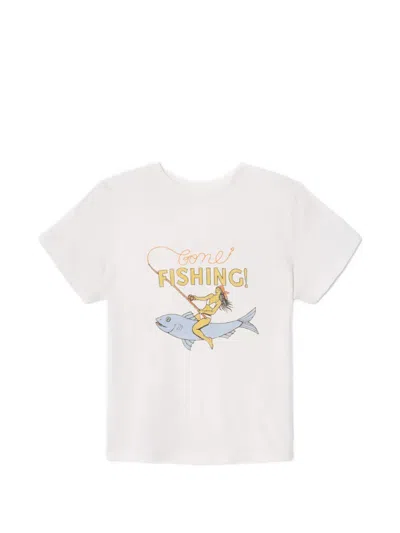 Re/done Boyfriend Fishing T-shirt In White