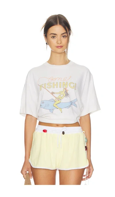 Re/done Boyfriend Tee Fishing In White