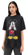 Re/done Boyfriend Tee Silly Mickey Washed Black In Black