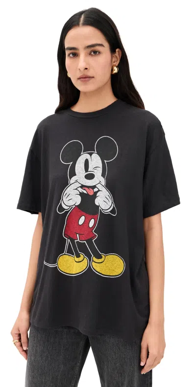 Re/done Boyfriend Tee Silly Mickey Washed Black