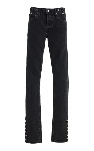 Re/done Britt Embellished Stretch Mid-rise Straight-leg Jeans In Multi