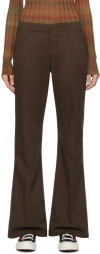 Re/done Pressed-crease Cotton-blend Flared Trousers In Brown