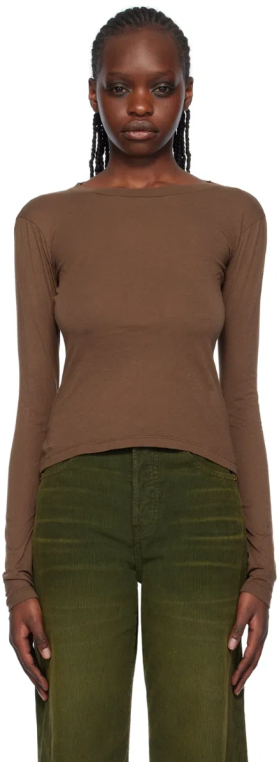 Re/done Brown Hanes Edition Long Sleeve T-shirt In Espresso