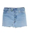 Re/done Button-fastening Frayed Denim Skirt In Blue