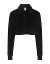 Re/done By Hanes Woman Polo Shirt Black Size L Recycled Polyester, Recycled Cotton In Black