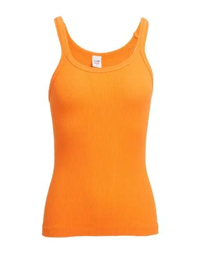 Re/done By Hanes Woman Tank Top Orange Size M Cotton