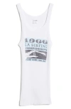 Re/done Ca Surf Cotton Rib Tank Top In White