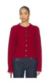 Re/done Cable Knit Cardigan Sweater In Red