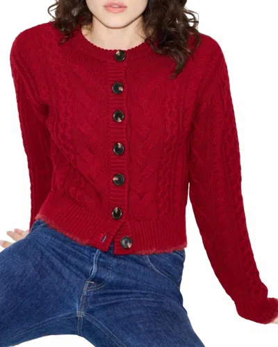 Re/done Cable Knit Cardigan In Rosso In Red