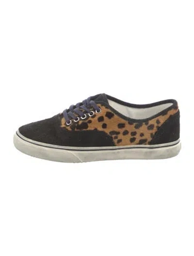 Pre-owned Re/done Calf Hair Animal Print Sneakers In Black