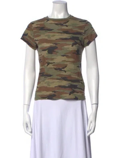 Pre-owned Re/done Camouflage Print Crew Neck T-shirt In Brown/green