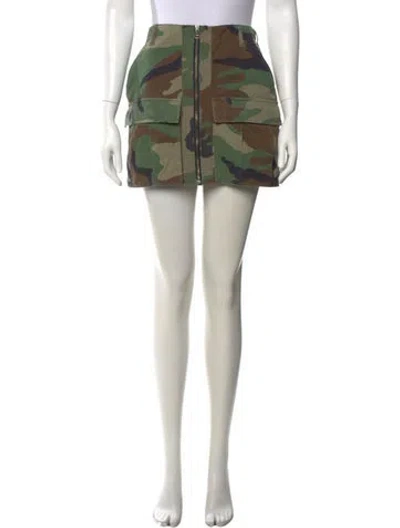 Pre-owned Re/done Camouflage Print Mini Skirt In Green