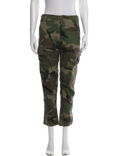 Pre-owned Re/done Camouflage Print Straight Leg Pants In Green