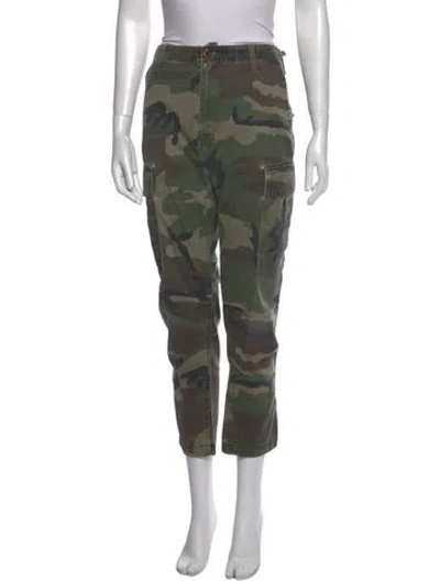 Pre-owned Re/done Camouflage Print Straight Leg Pants In Green