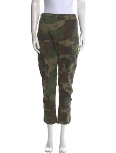 Pre-owned Re/done Camouflage Print Straight Leg Pants In Green