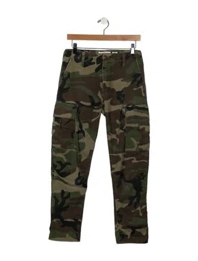 Pre-owned Re/done Camouflage Print Straight Leg Pants In Green