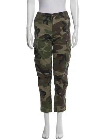 Pre-owned Re/done Camouflage Print Straight Leg Pants In Green