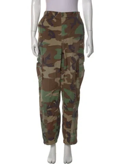 Pre-owned Re/done Camouflage Print Straight Leg Pants In Green