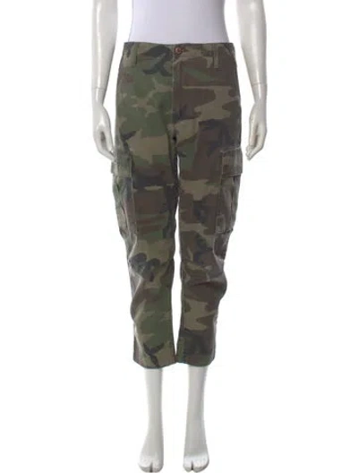 Pre-owned Re/done Camouflage Print Straight Leg Pants In Green
